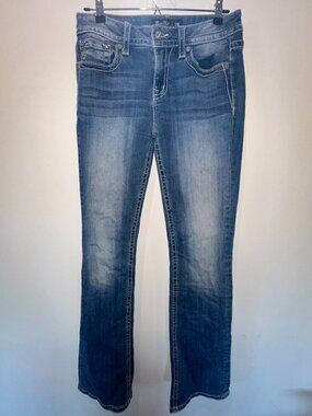 Miss Me Los Angeles Embellished Wing Flap Pocket Jeans DAMAGED